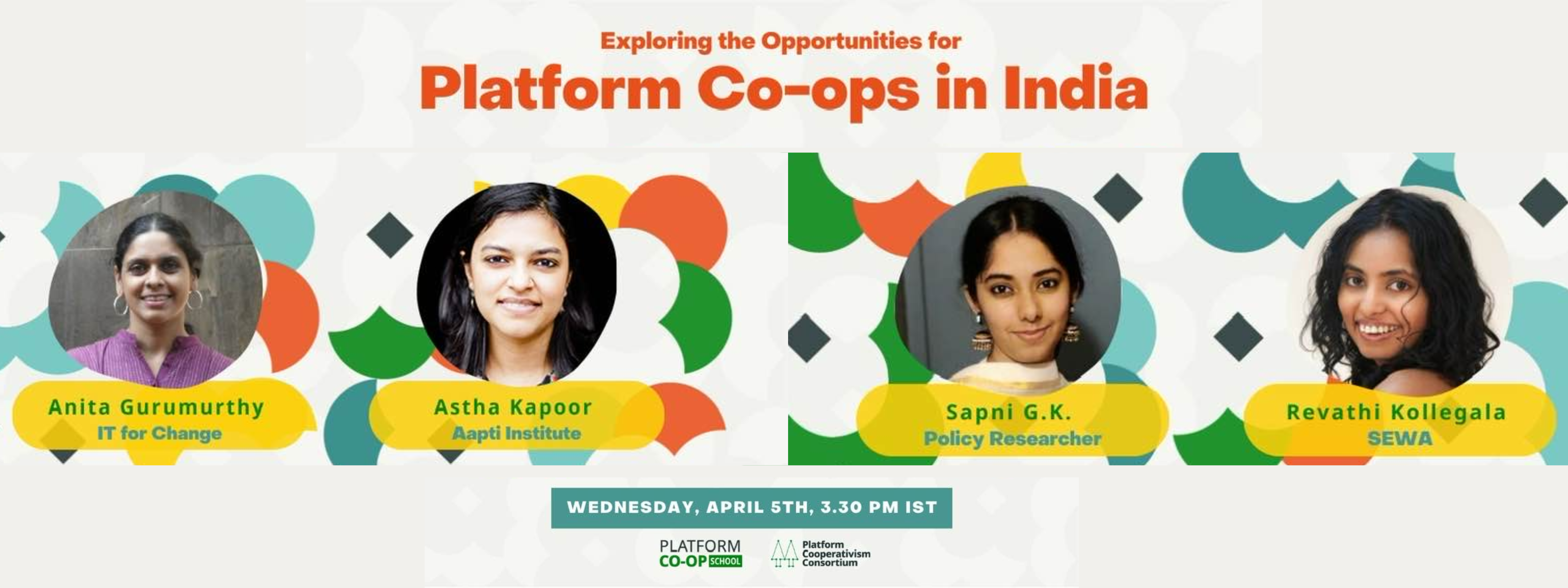 Banner for the event 'Exploring the Opportunities for Platform Cooperatives in India'
